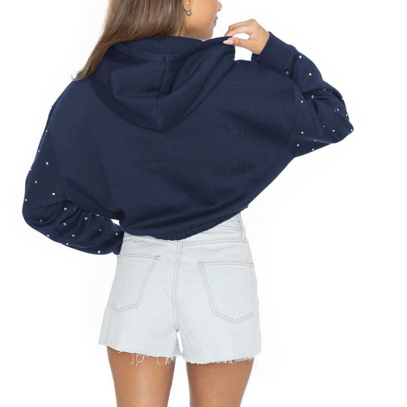 NCAA Michigan Wolverines Cant Lose Rhinestone Cropped Pullover Hoodie