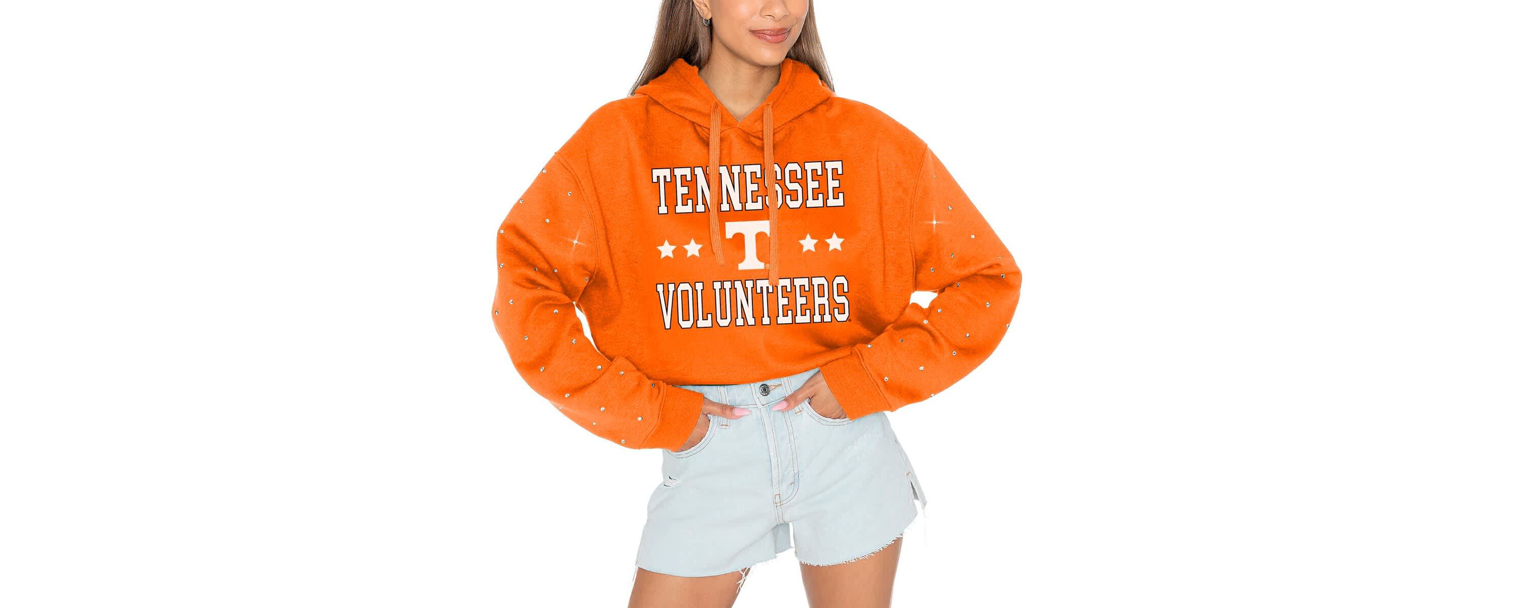 NCAA Tennessee Tennessee Volunteers Cant Lose Rhinestone Cropped Pullover Hoodie