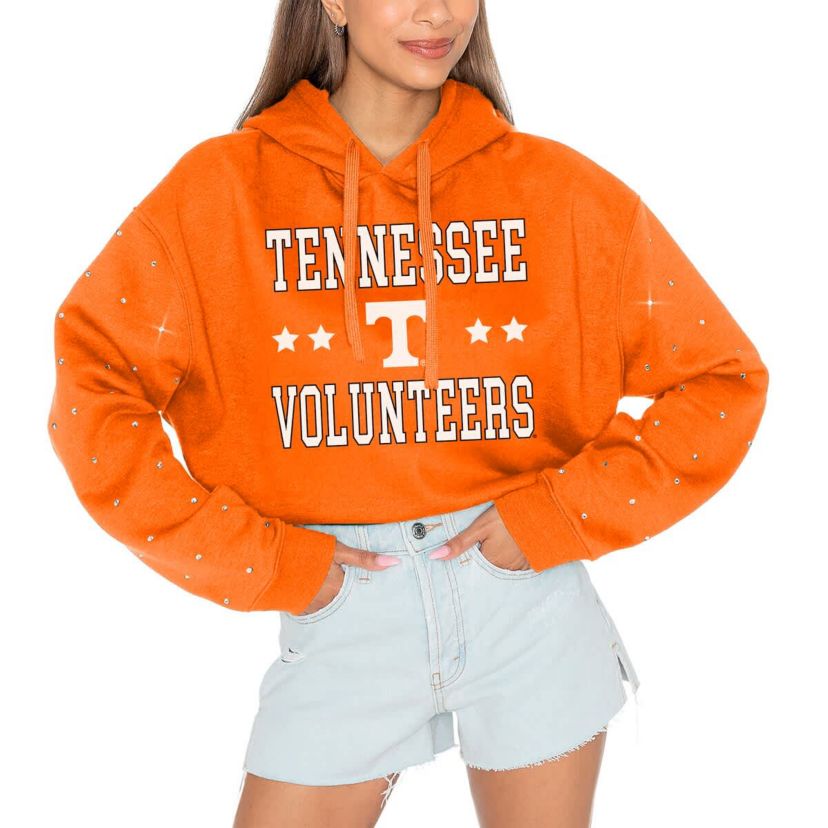 NCAA Tennessee Tennessee Volunteers Cant Lose Rhinestone Cropped Pullover Hoodie