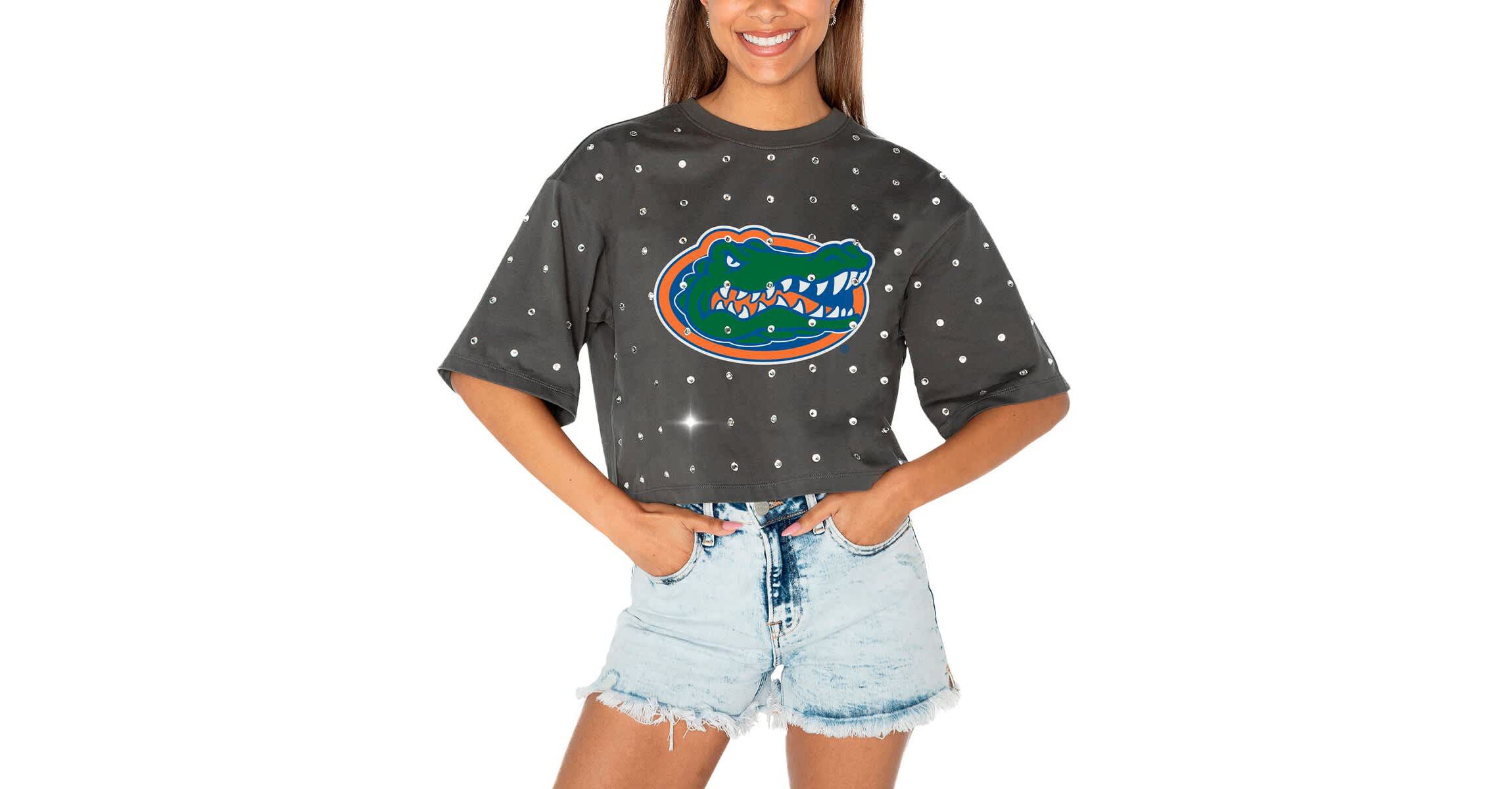NCAA Florida Gators Go Time Rhinestone Crop T-Shirt