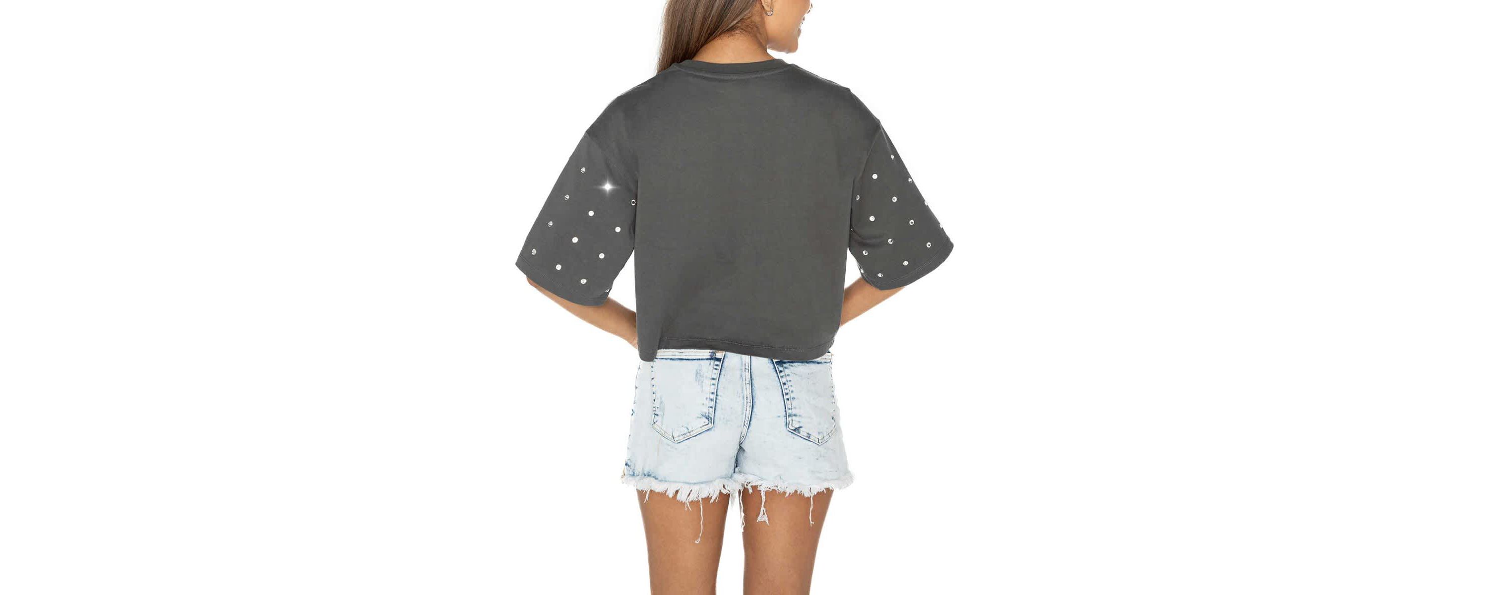 NCAA Michigan Wolverines Go Time Rhinestone Crop T-Shirt