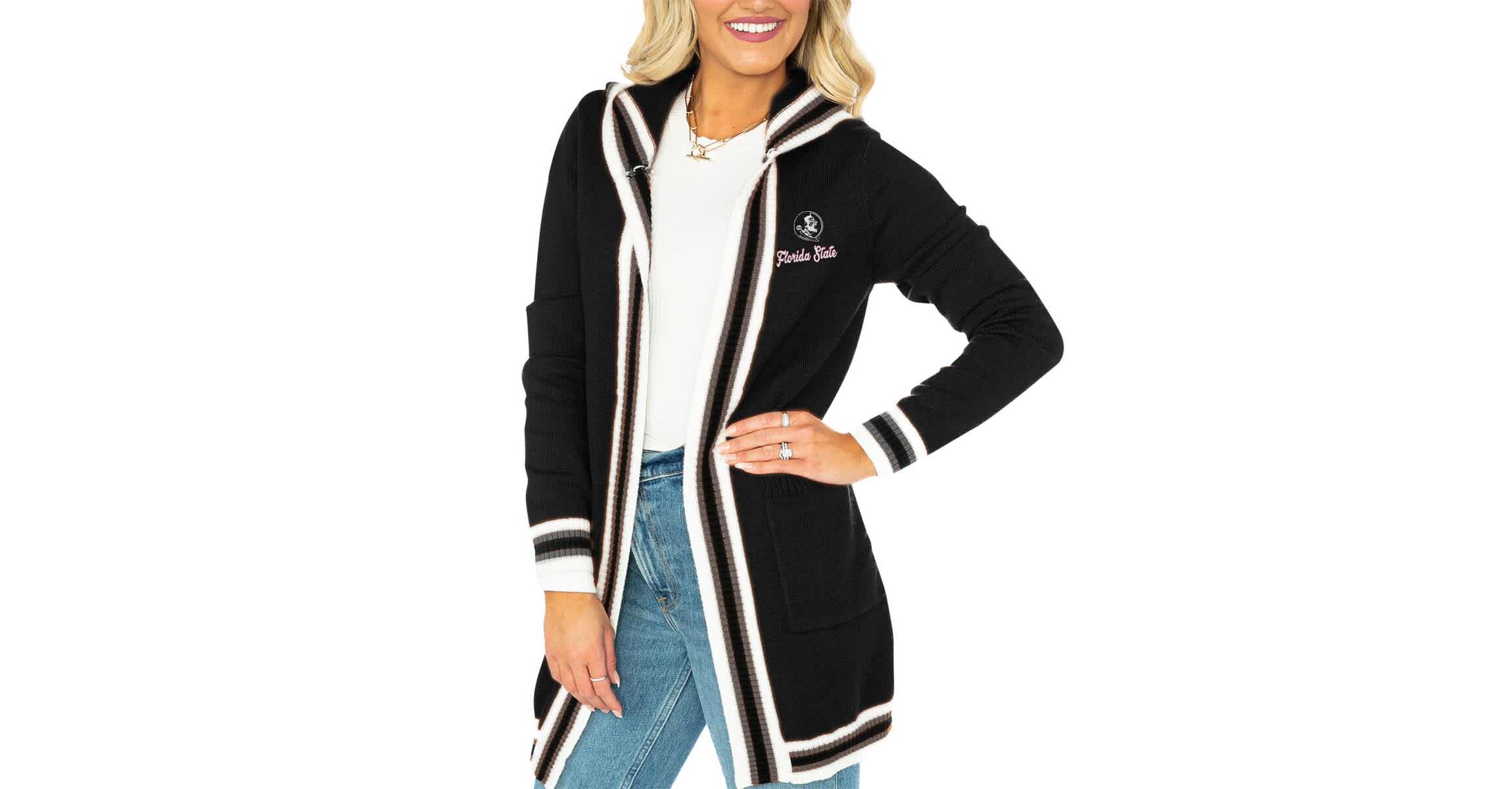 NCAA Florida State Seminoles Stripe Detail Tri-Blend Hoodie Cardigan Sweater