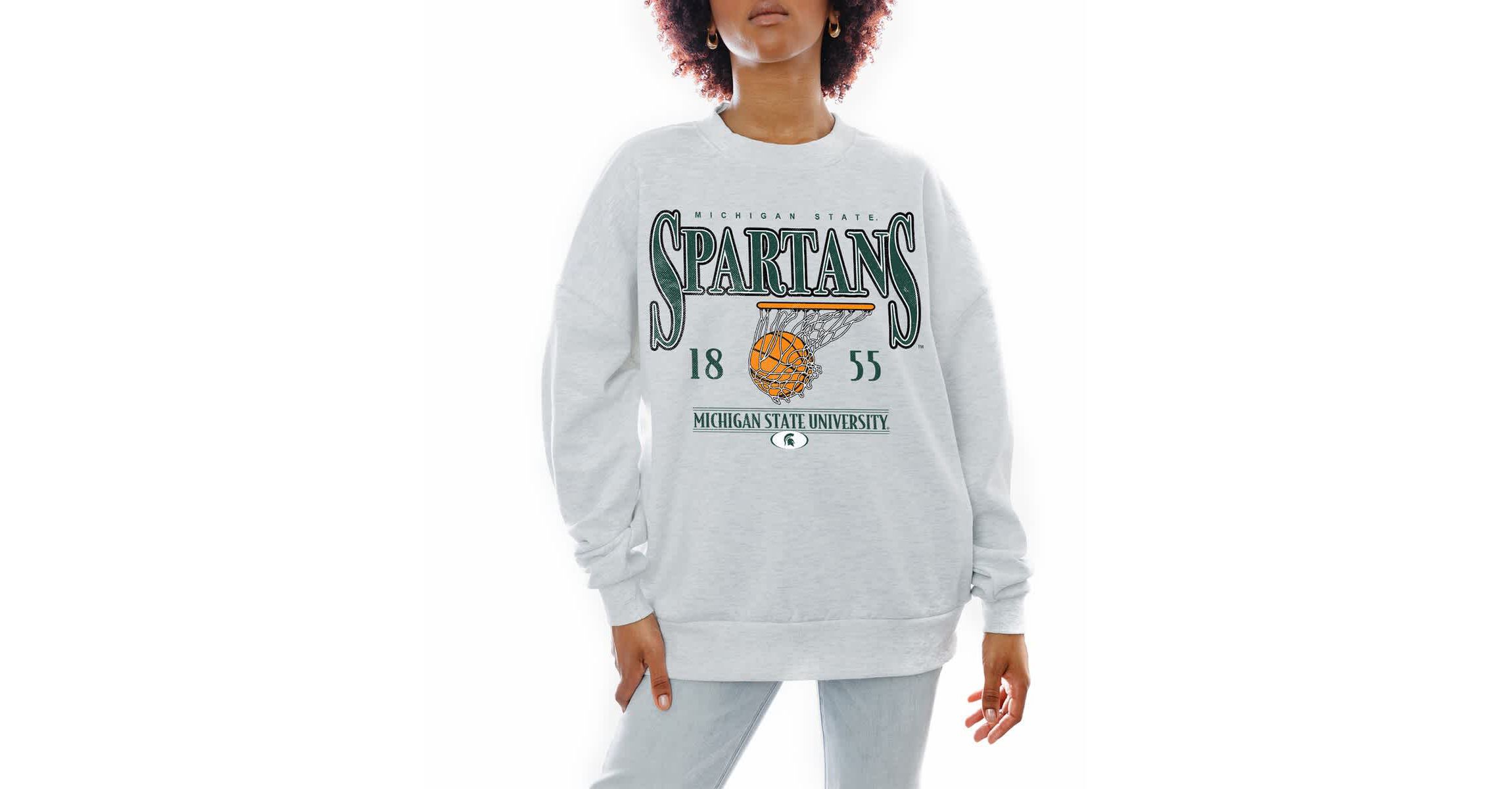 NCAA Michigan State Spartans Basketball Premium Fleece Drop Pullover Sweatshirt
