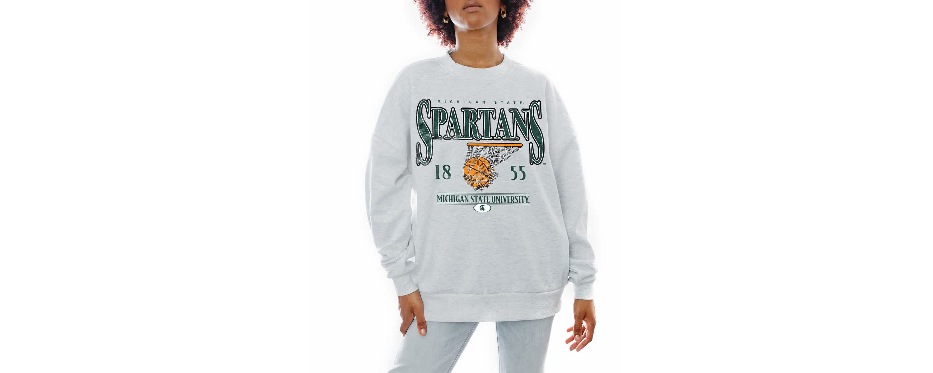 NCAA Michigan State Spartans Basketball Premium Fleece Drop Pullover Sweatshirt