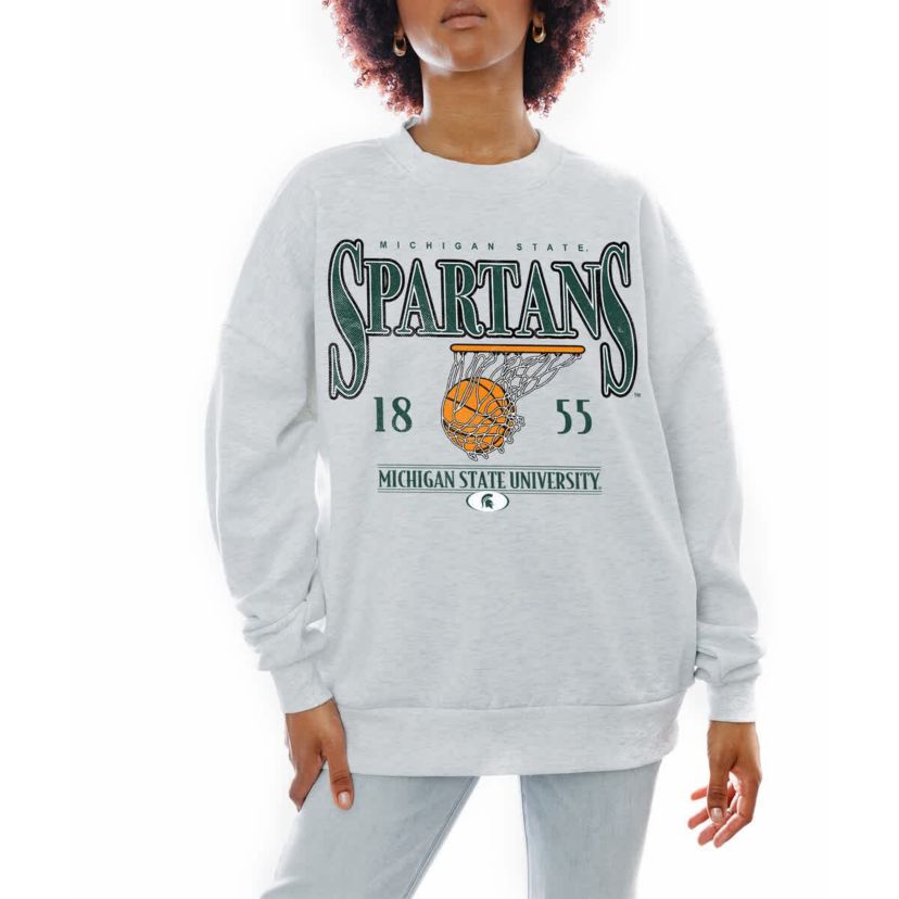 NCAA Michigan State Spartans Basketball Premium Fleece Drop Pullover Sweatshirt