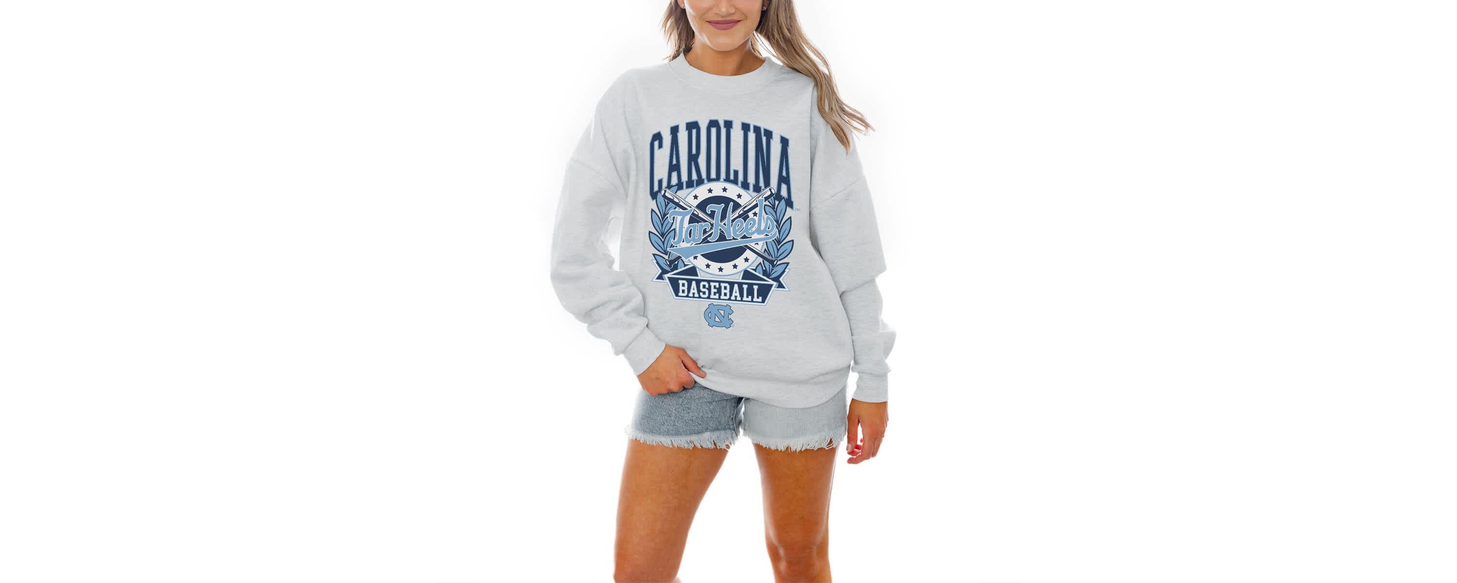 NCAA North Carolina Tar Heels Baseball Premium Fleece Drop Pullover Sweatshirt