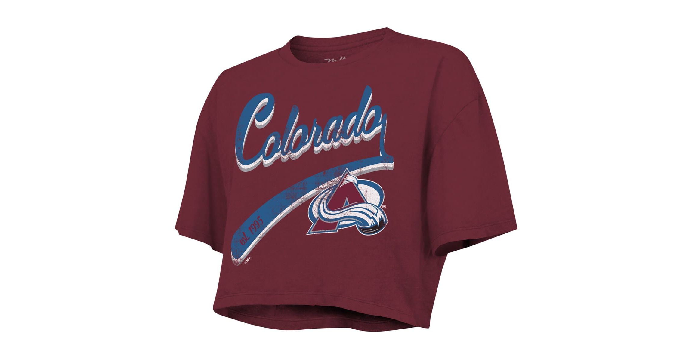 NHL Nathan MacKinnon Colorado Avalanche Behind The Net Boxy Name & Number Cropped T-Shirt