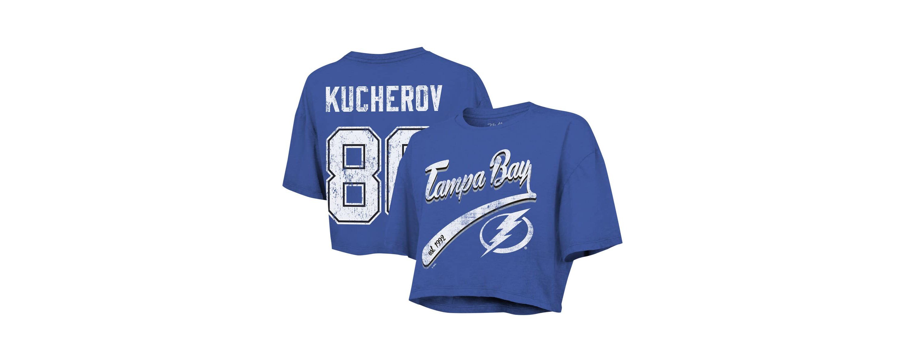 NHL Nikita Kucherov Tampa Bay Lightning Behind The Net Boxy Name & Number Cropped T-Shirt