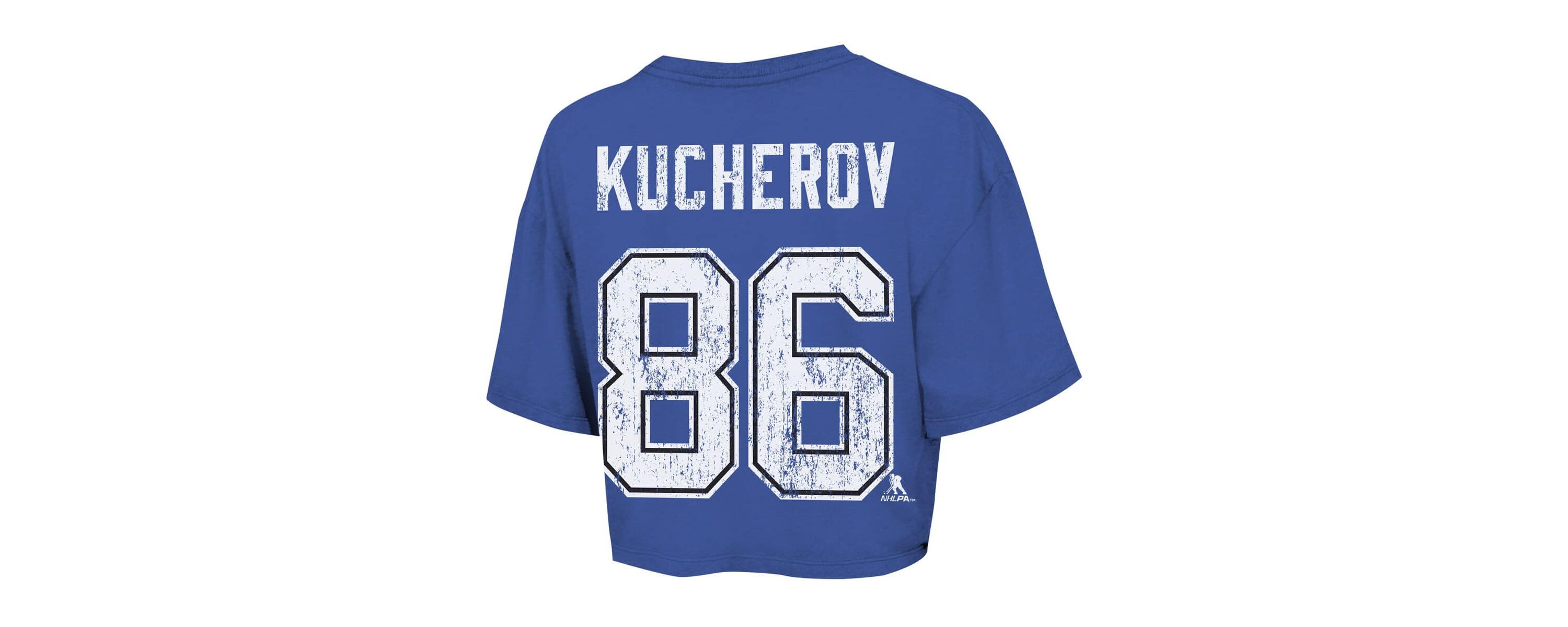 NHL Nikita Kucherov Tampa Bay Lightning Behind The Net Boxy Name & Number Cropped T-Shirt