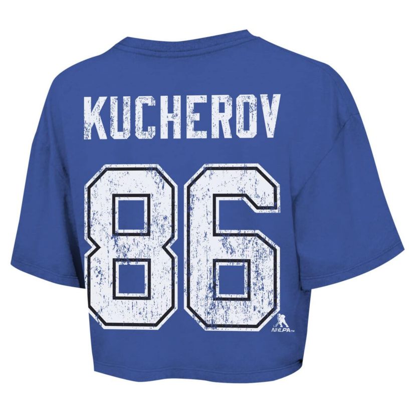 NHL Nikita Kucherov Tampa Bay Lightning Behind The Net Boxy Name & Number Cropped T-Shirt