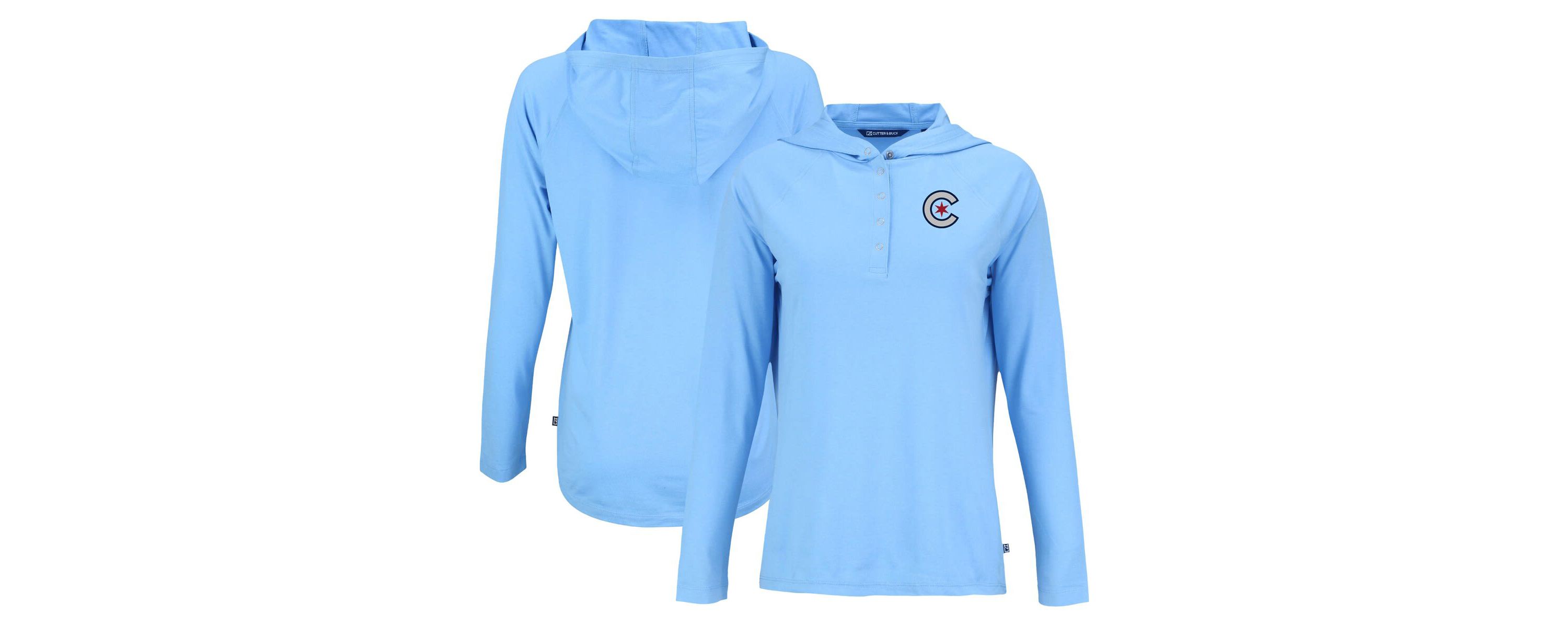 MLB Powder Chicago Cubs City Connect Coastline Epic Comfort Eco Recycled Hoodie Raglan Long Sleeve T-Shirt