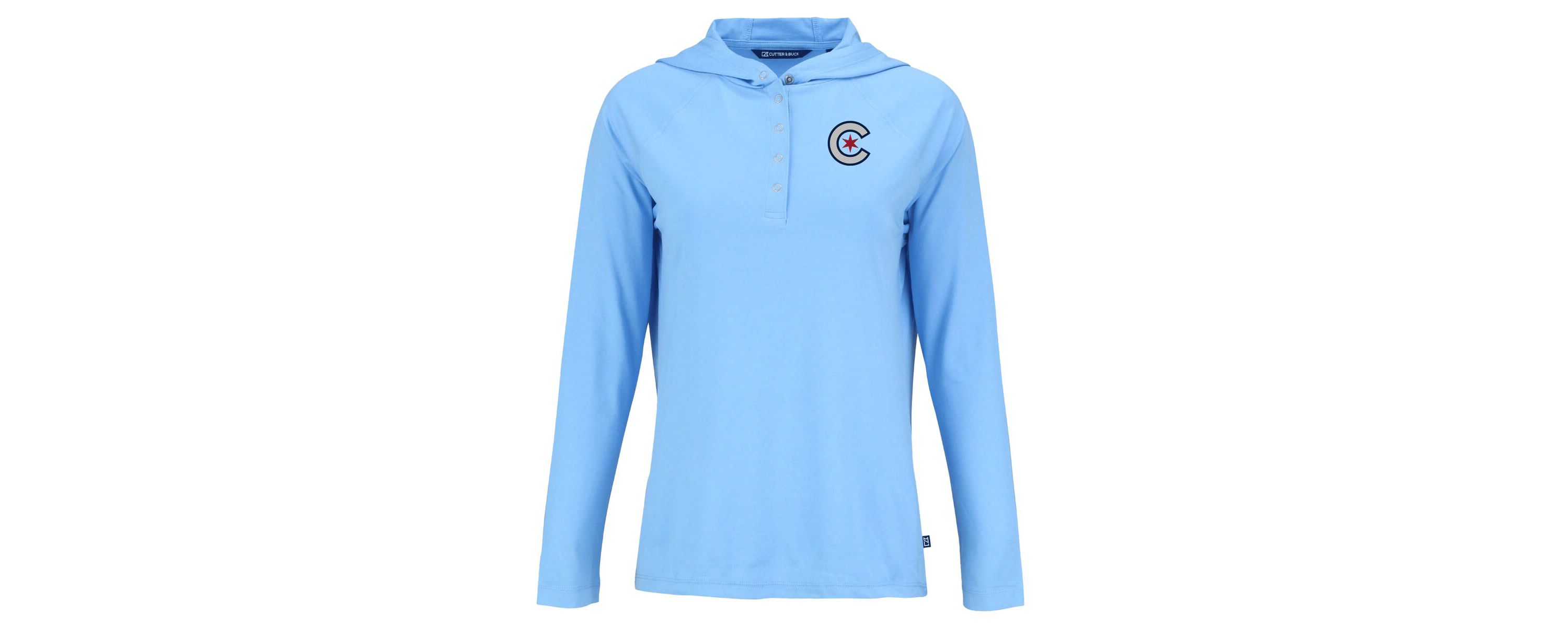 MLB Powder Chicago Cubs City Connect Coastline Epic Comfort Eco Recycled Hoodie Raglan Long Sleeve T-Shirt
