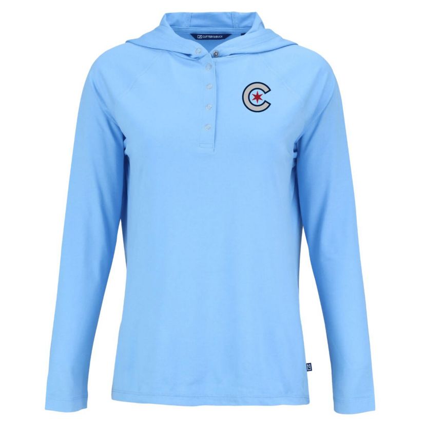 MLB Powder Chicago Cubs City Connect Coastline Epic Comfort Eco Recycled Hoodie Raglan Long Sleeve T-Shirt