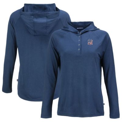 Cutter & Buck MLB New York Yankees Stars And Stripes Coastline Epic Comfort Eco Recycled Hoodie Raglan Long Sleeve T-Shirt