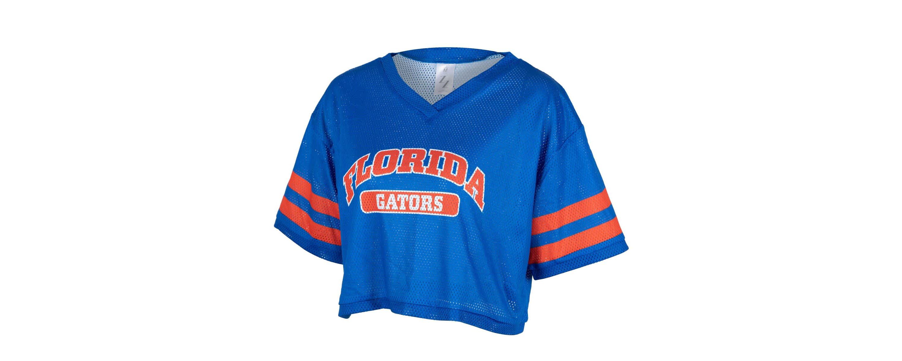 NCAA Florida Gators Mesh Cropped V-Neck T-Shirt