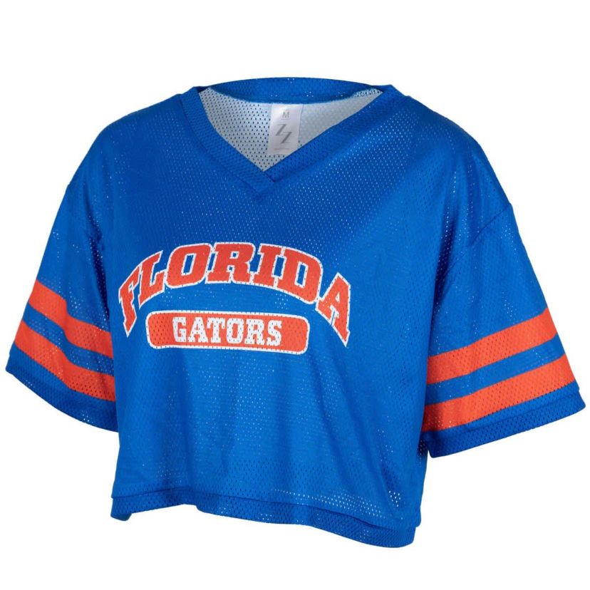 NCAA Florida Gators Mesh Cropped V-Neck T-Shirt