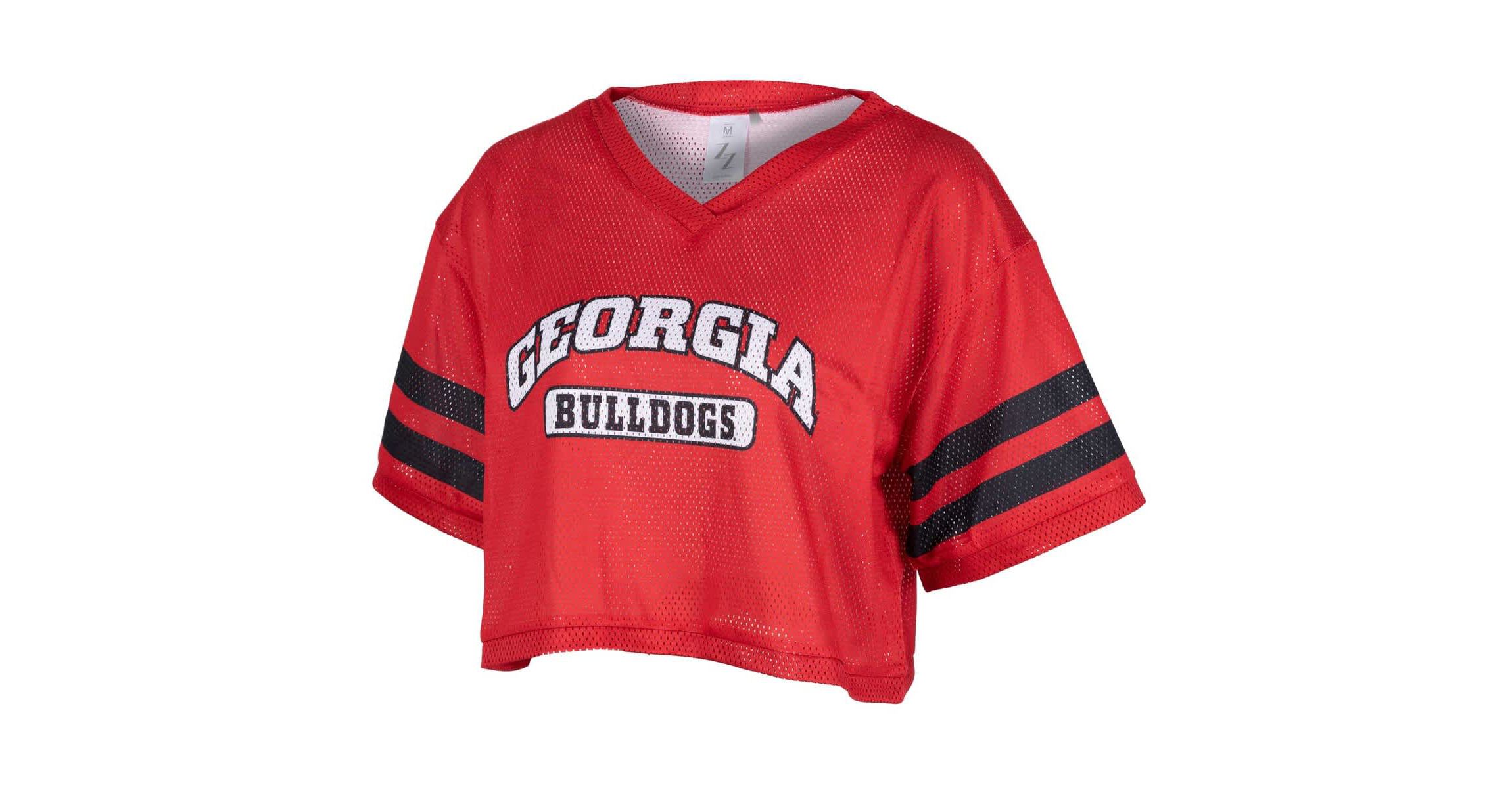 NCAA Georgia Bulldogs Mesh Cropped V-Neck T-Shirt