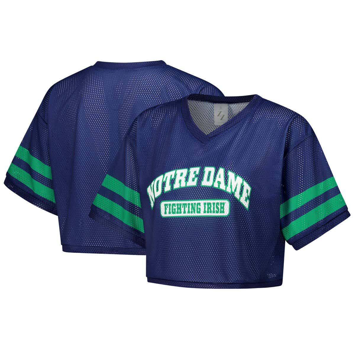 NCAA Notre Dame Fighting Irish Mesh Cropped V-Neck T-Shirt