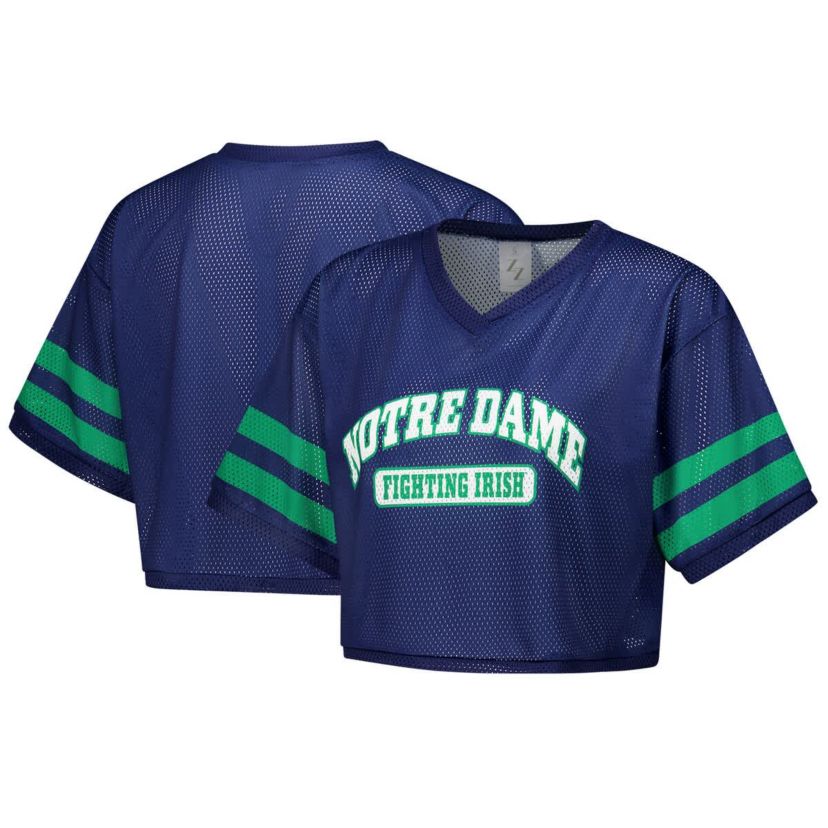 NCAA Notre Dame Fighting Irish Mesh Cropped V-Neck T-Shirt