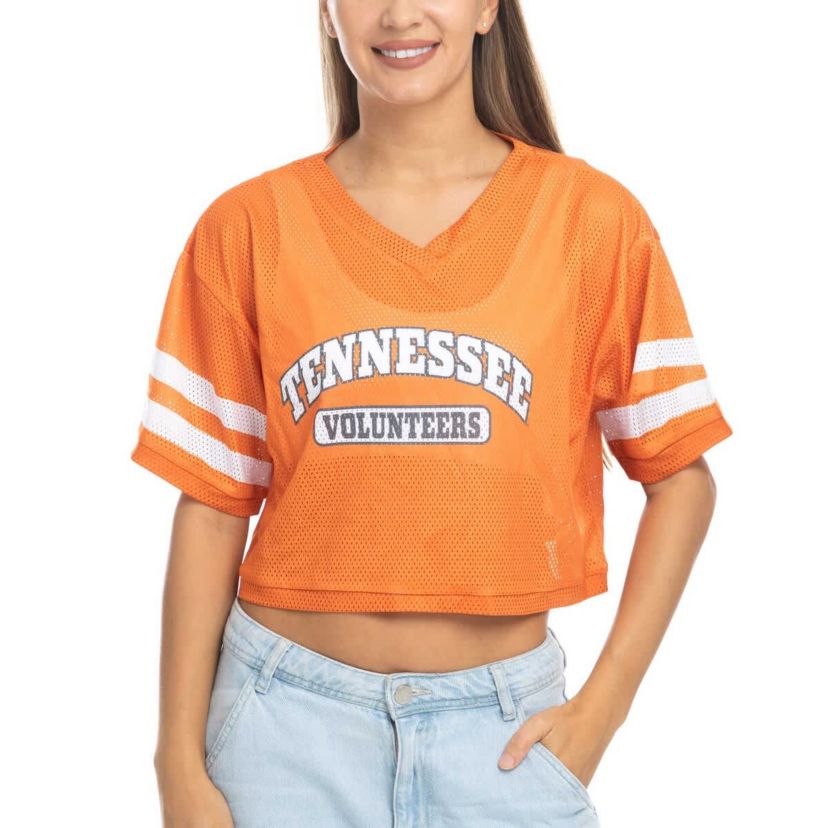 NCAA Tennessee Tennessee Volunteers Mesh Cropped V-Neck T-Shirt