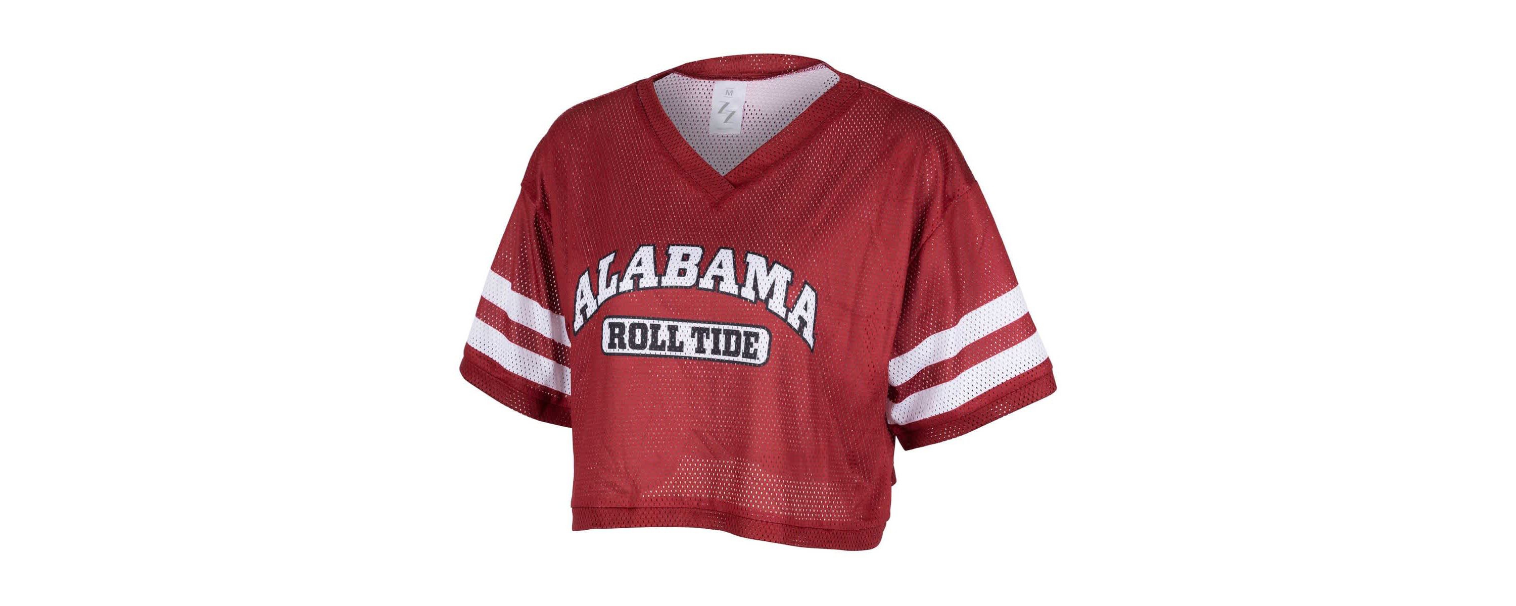 Alabama Crimson Tide NCAA Alabama Tide Mesh Cropped V-Neck T-Shirt