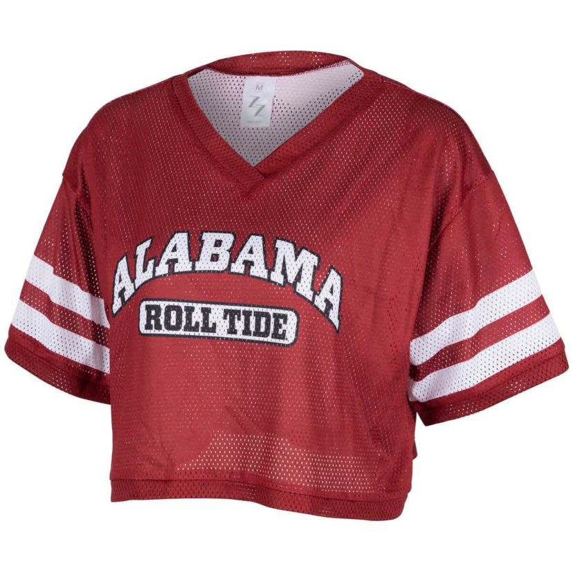 Alabama Crimson Tide NCAA Alabama Tide Mesh Cropped V-Neck T-Shirt