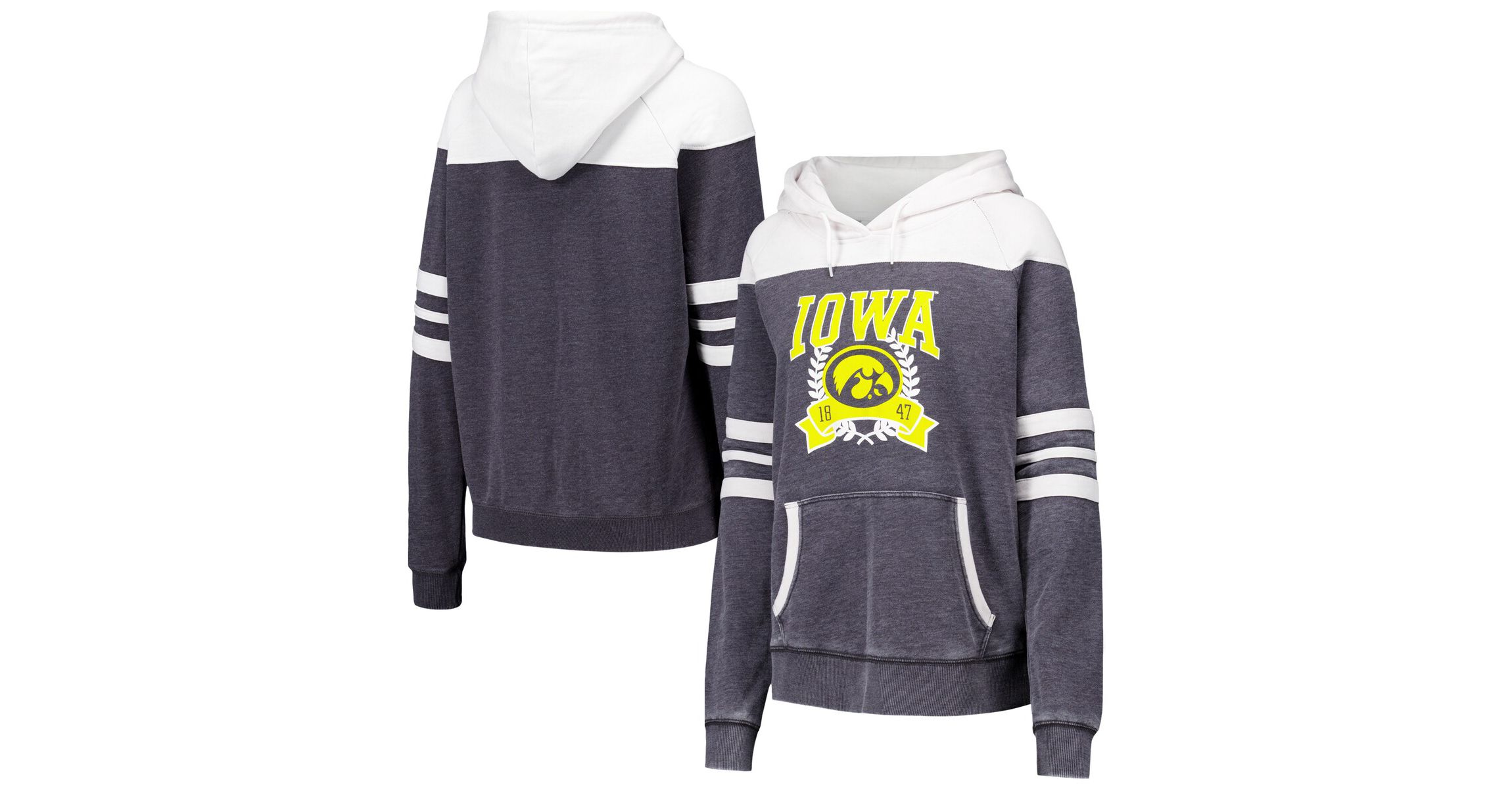 NCAA Iowa Hawkeyes Blitz Striped Blocked Raglan Pullover Hoodie