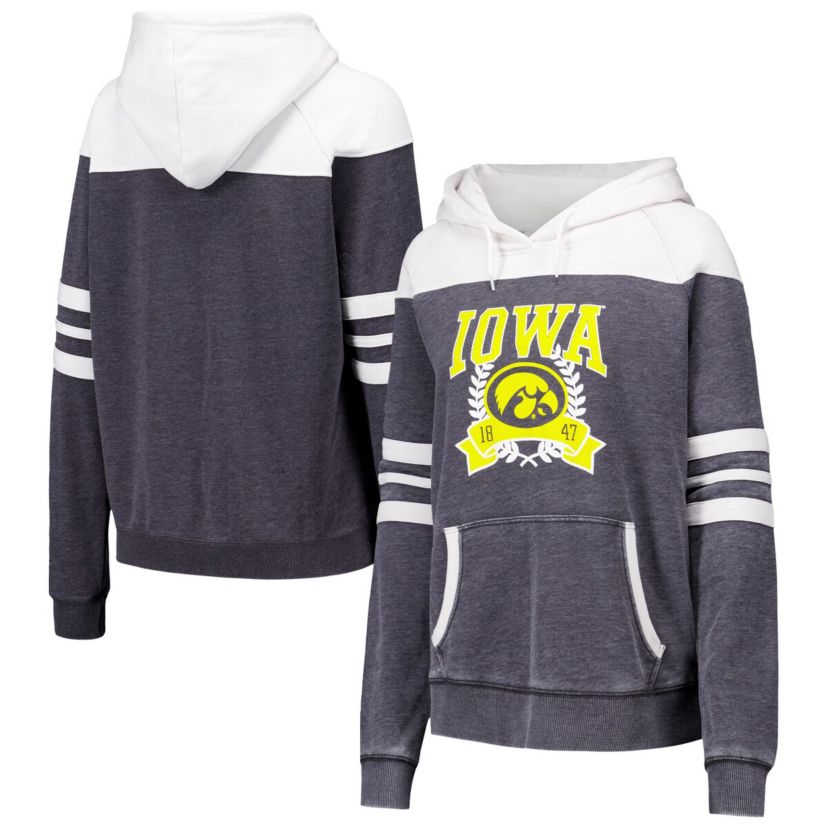 NCAA Iowa Hawkeyes Blitz Striped Blocked Raglan Pullover Hoodie