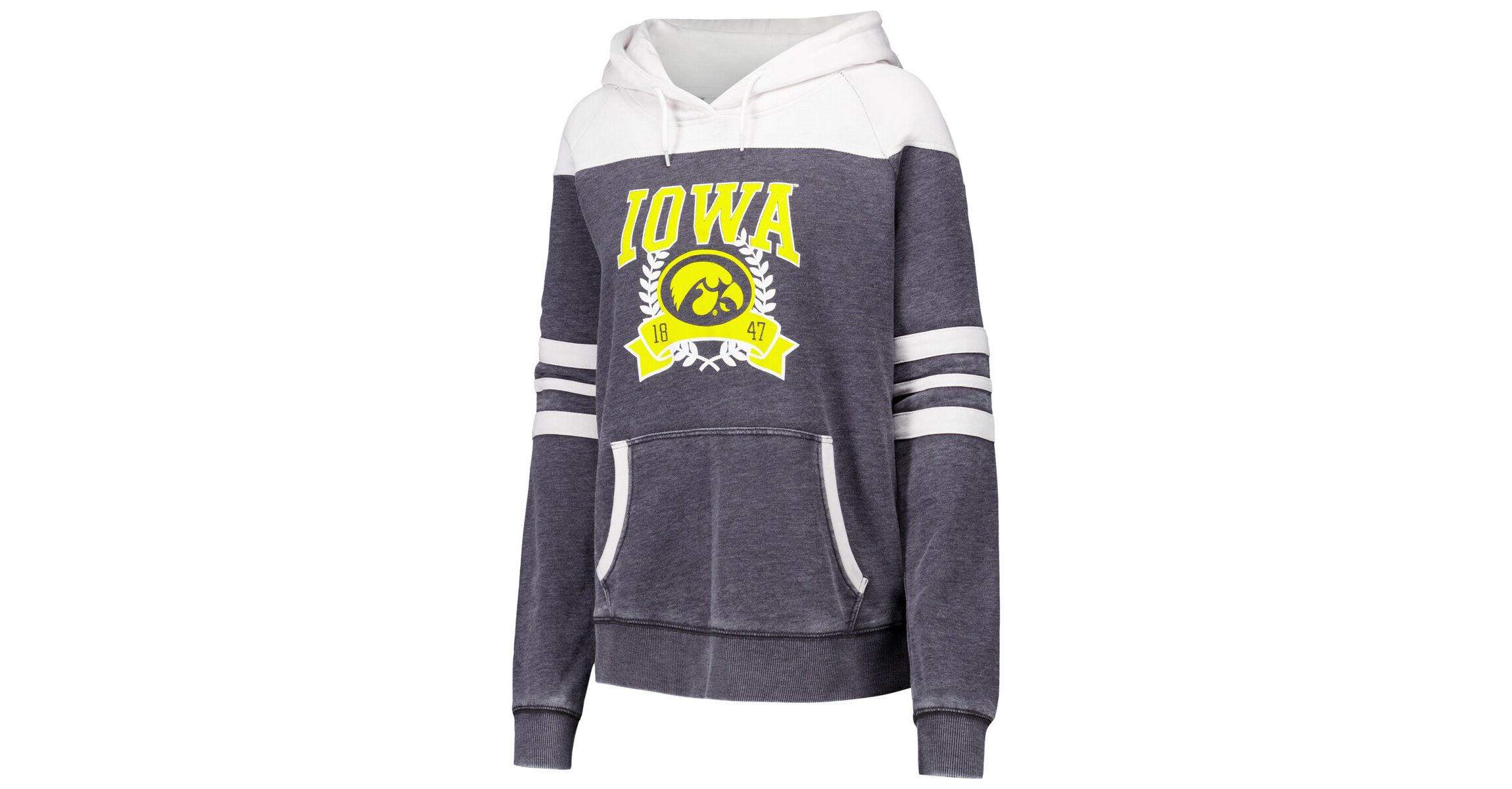 NCAA Iowa Hawkeyes Blitz Striped Blocked Raglan Pullover Hoodie