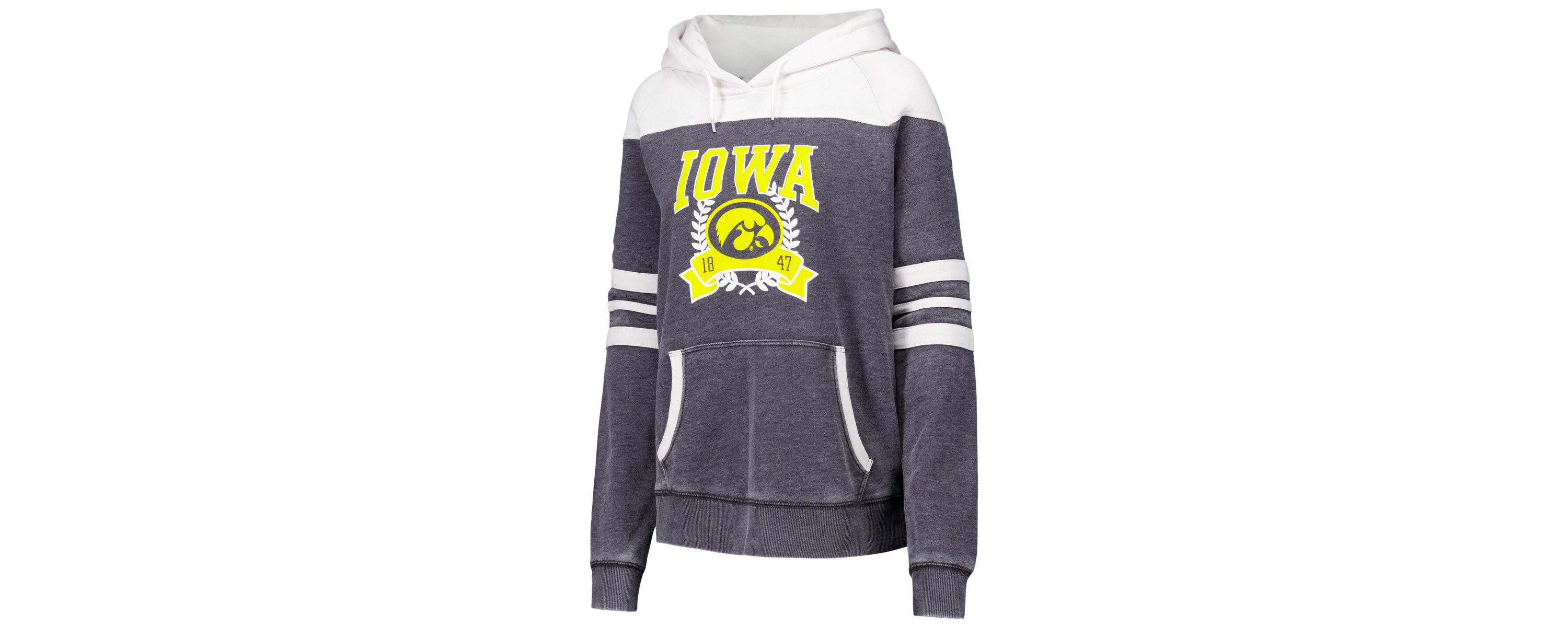 NCAA Iowa Hawkeyes Blitz Striped Blocked Raglan Pullover Hoodie