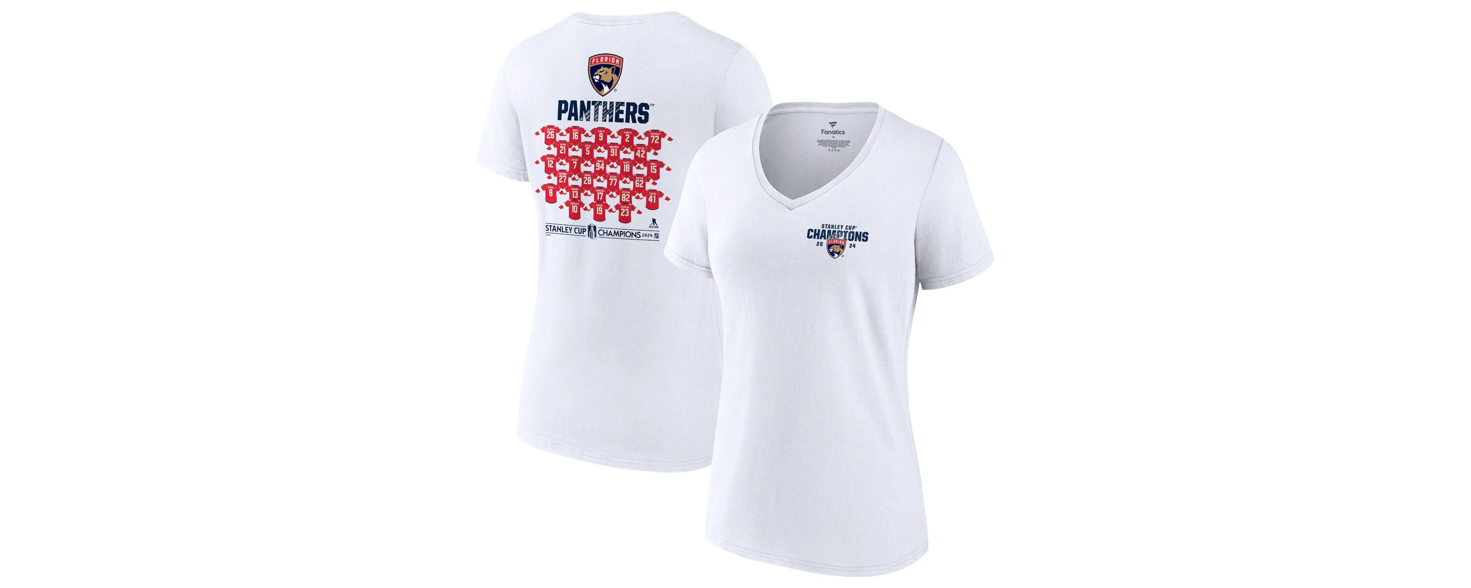 NHL Fanatics Florida Panthers 2024 Stanley Cup s Jersey Roster V-Neck T-Shirt
