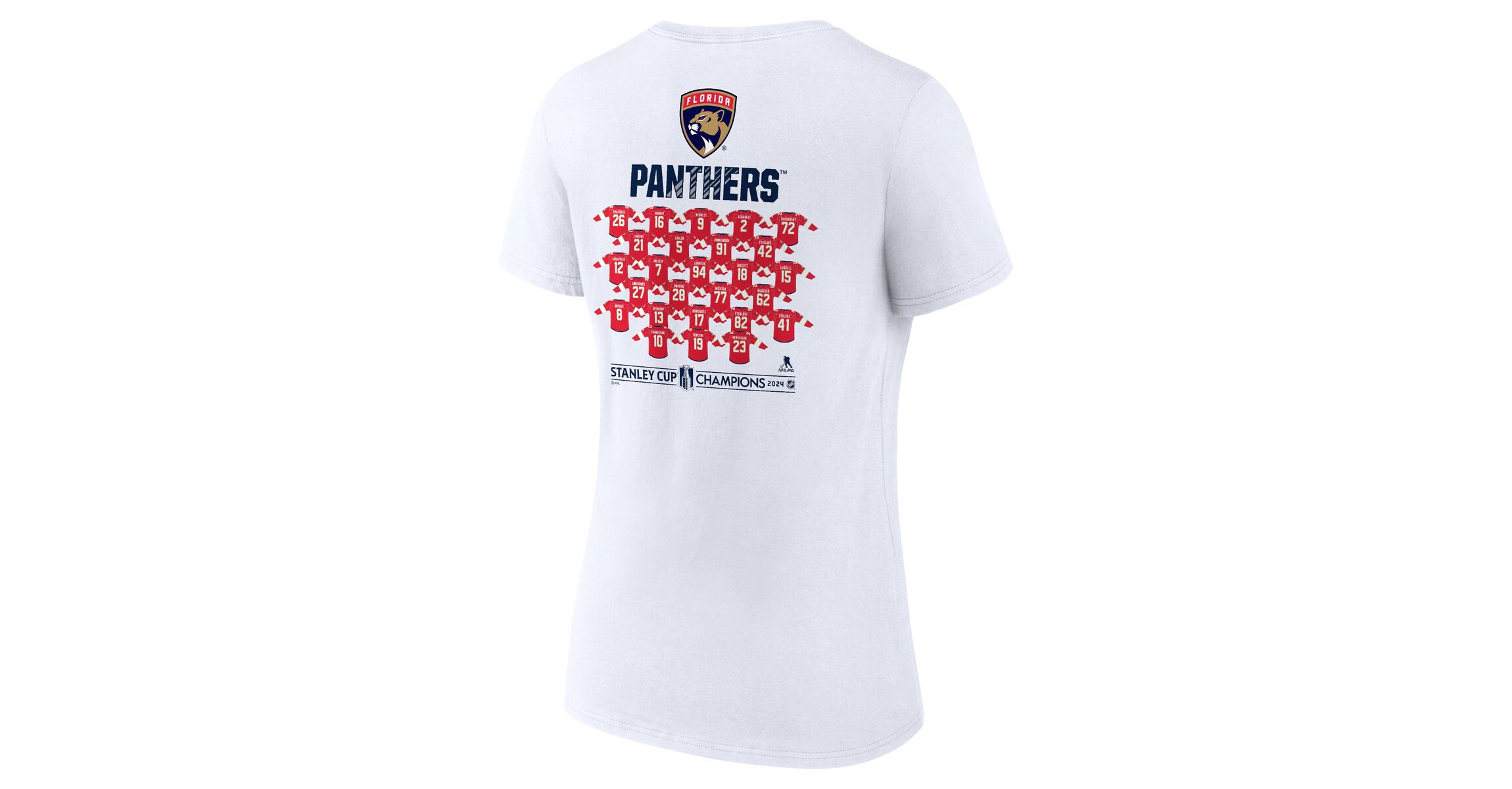 NHL Fanatics Florida Panthers 2024 Stanley Cup s Jersey Roster V-Neck T-Shirt