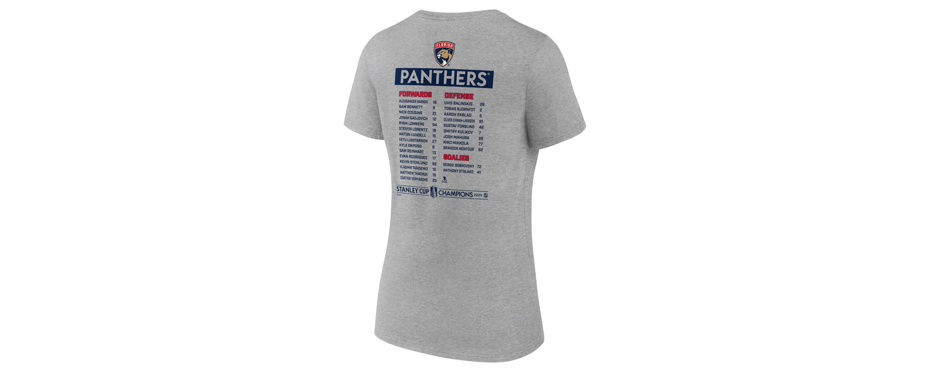 NHL Fanatics Florida Panthers 2024 Stanley Cup s Roster V-Neck T-Shirt