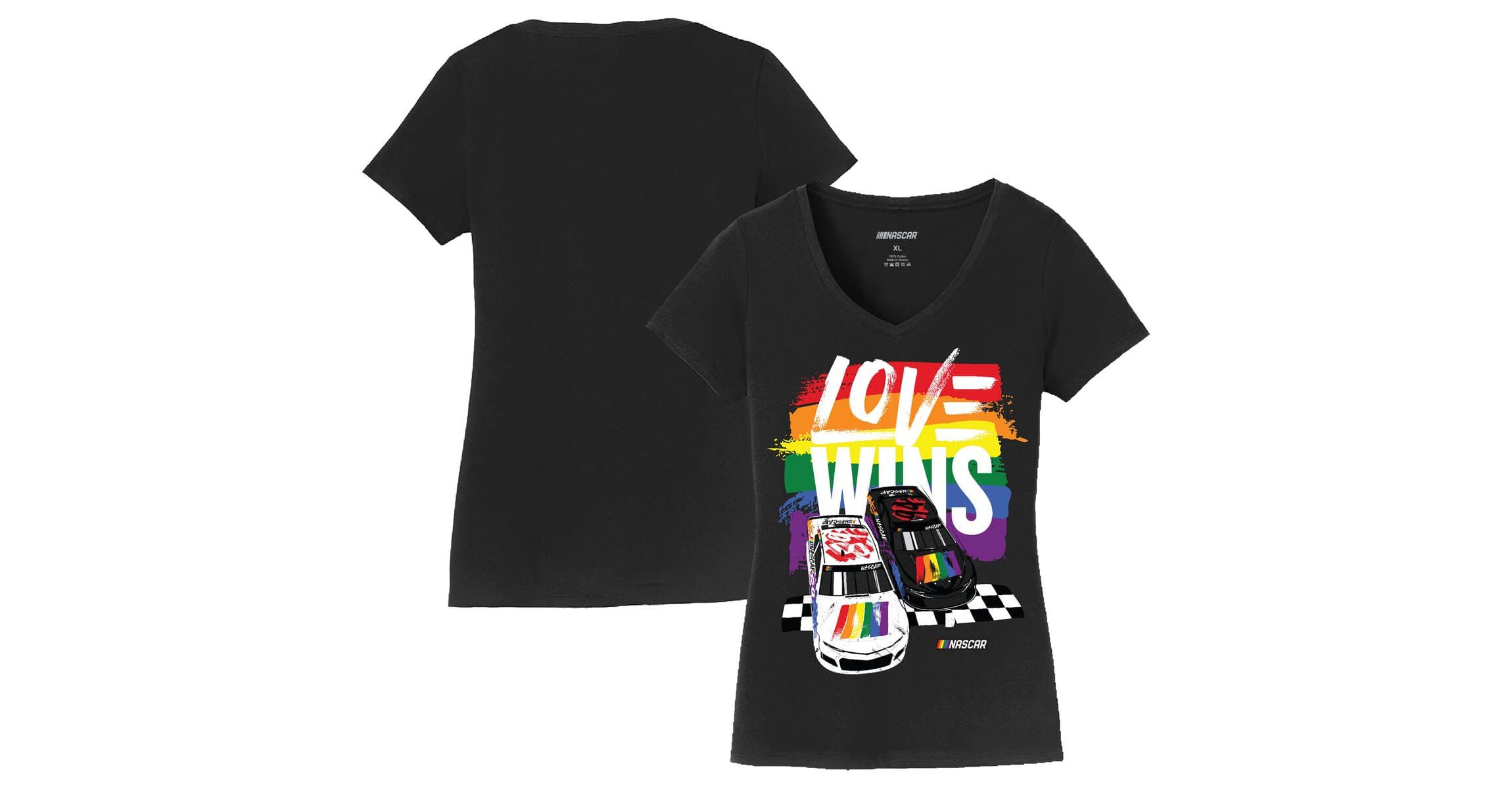 NASCAR Love Wins Pride V-Neck T-Shirt