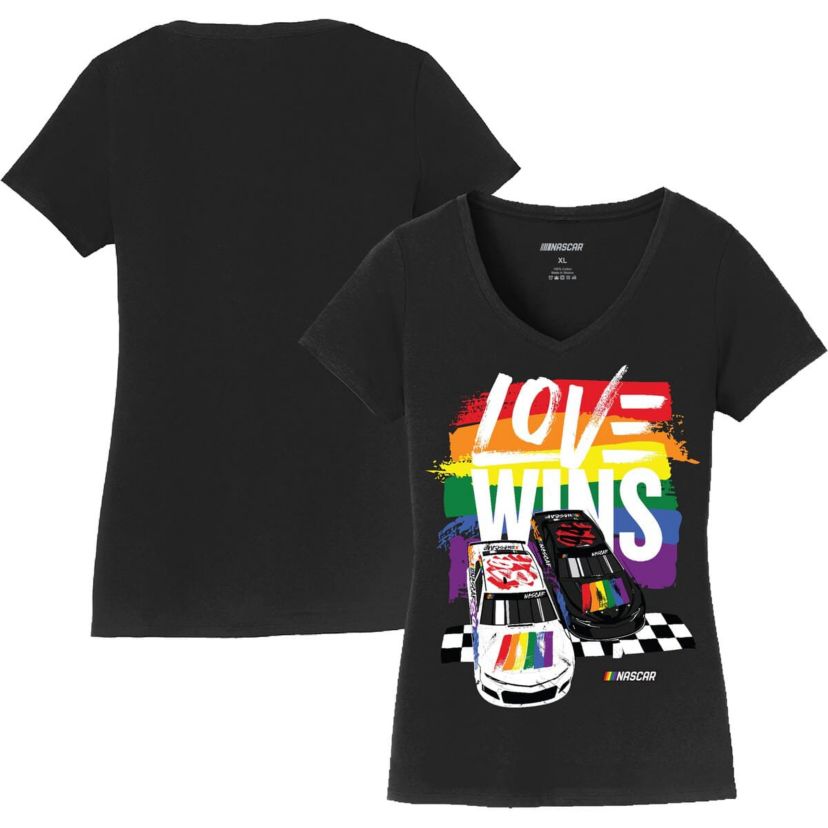 NASCAR Love Wins Pride V-Neck T-Shirt