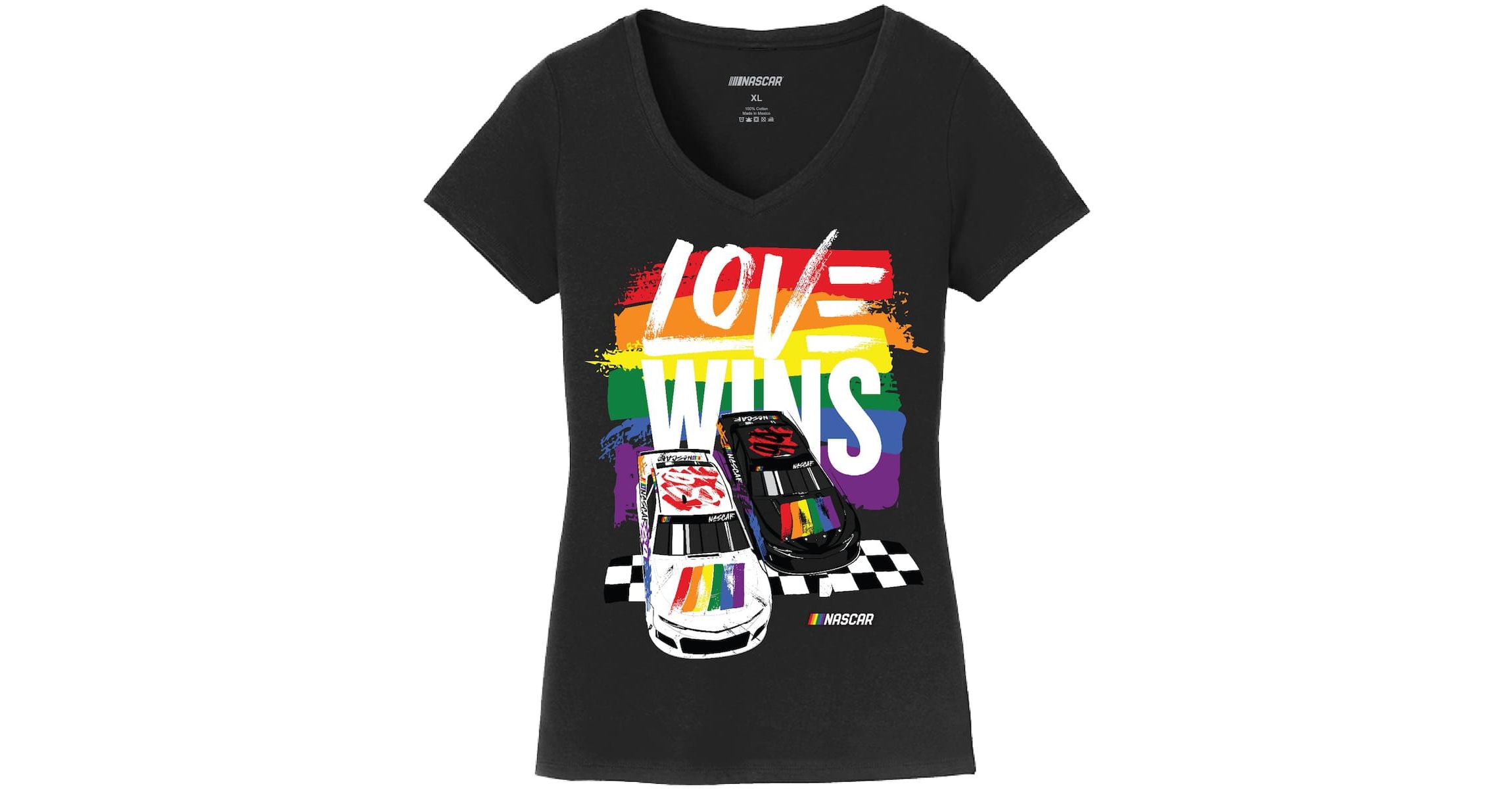 NASCAR Love Wins Pride V-Neck T-Shirt