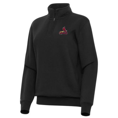 Antigua MLB St. Louis Cardinals Victory Quarter-Zip Sweatshirt, Black, XXL