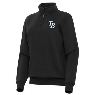 Antigua Women's MLB Tampa Bay Rays Victory Quarter-Zip Sweatshirt, Black, Large