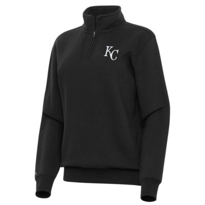 Antigua Women's MLB Kansas City Royals Victory Quarter-Zip Sweatshirt, Black, XXL
