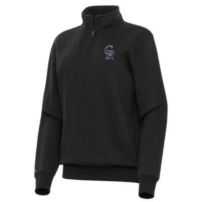 Antigua Women's MLB Colorado Rockies Victory Quarter-Zip Sweatshirt, Black, Medium