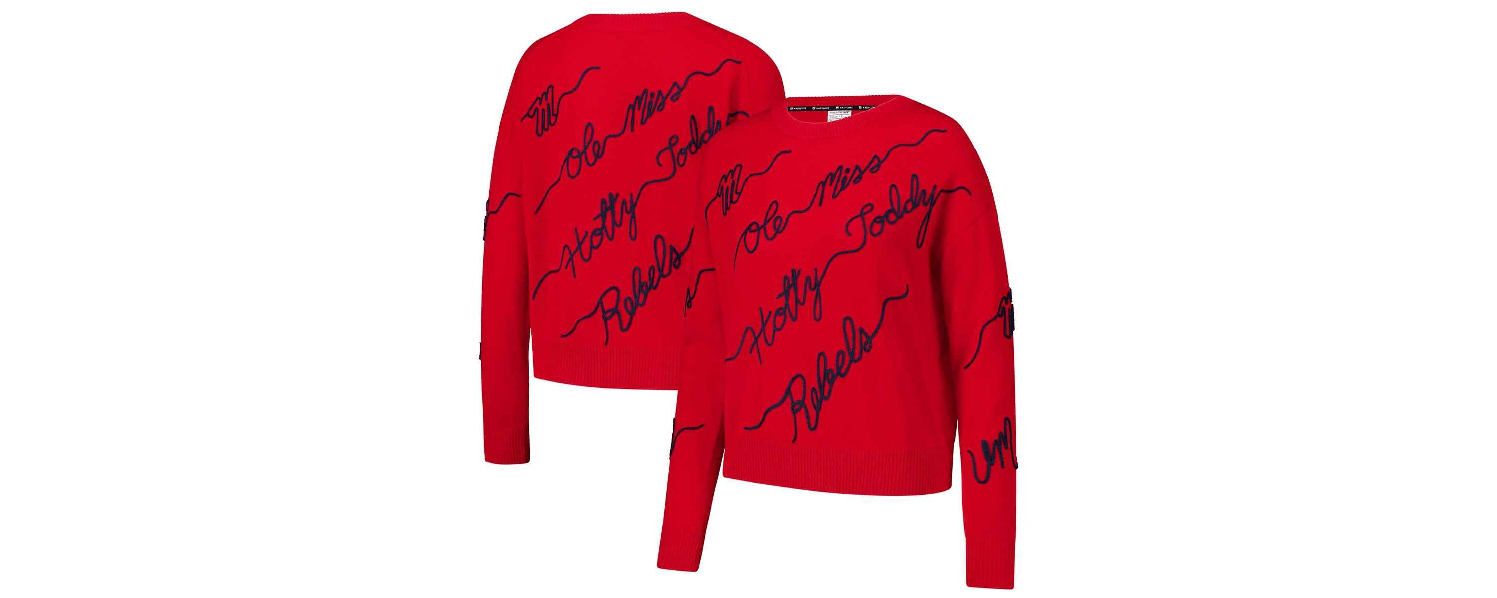 NCAA Ole Miss Rebels Love Note Embroidered Sweater