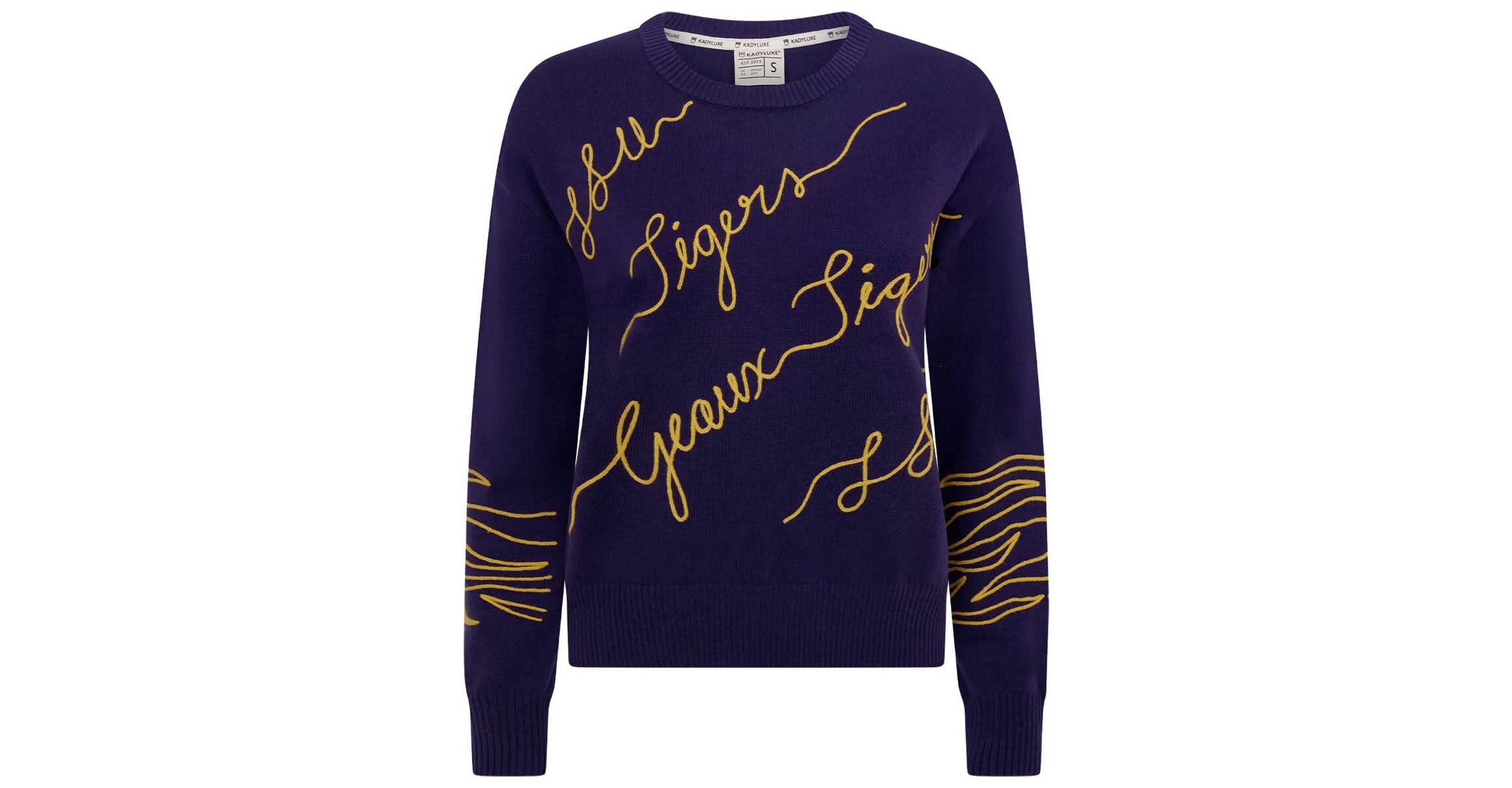 NCAA LSU Tigers Love Note Embroidered Sweater