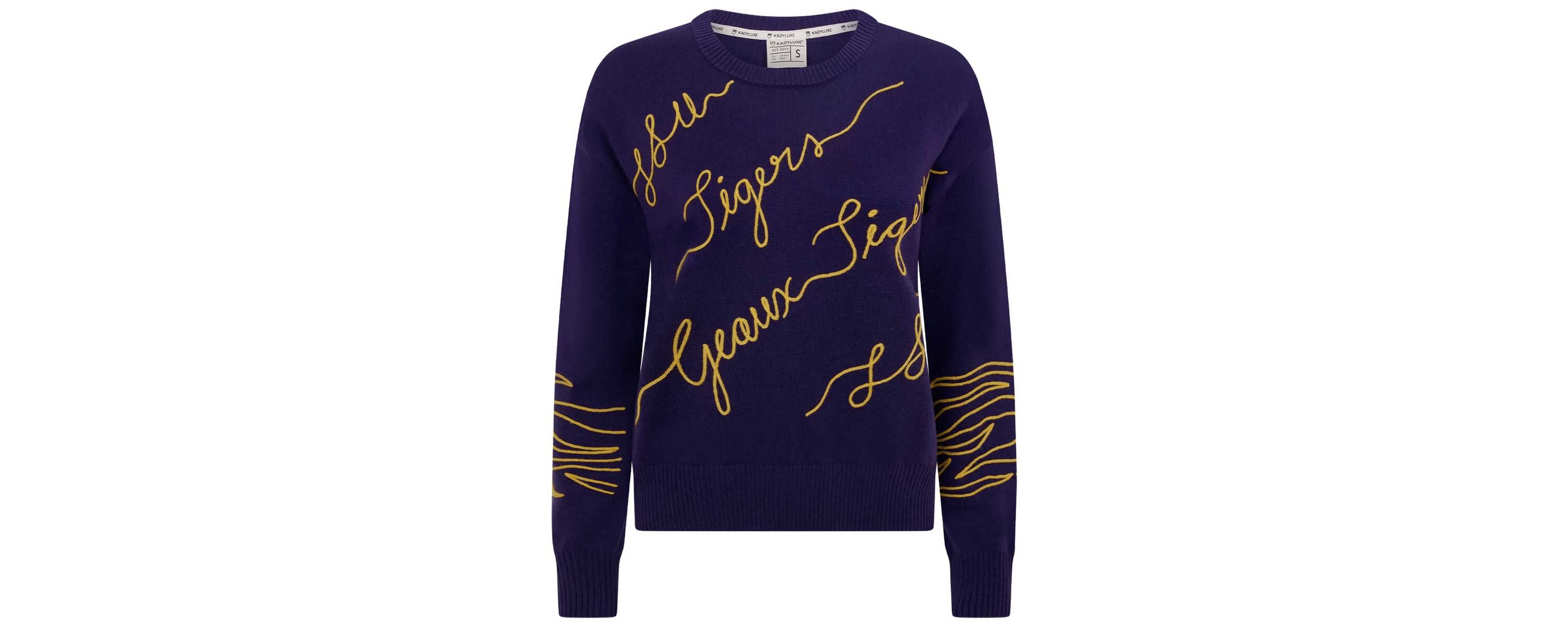 NCAA LSU Tigers Love Note Embroidered Sweater