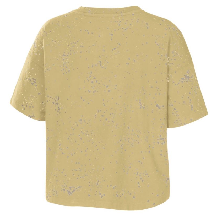 NCAA Colorado Buffaloes Bleach Wash Splatter Cropped Notch Neck T-Shirt