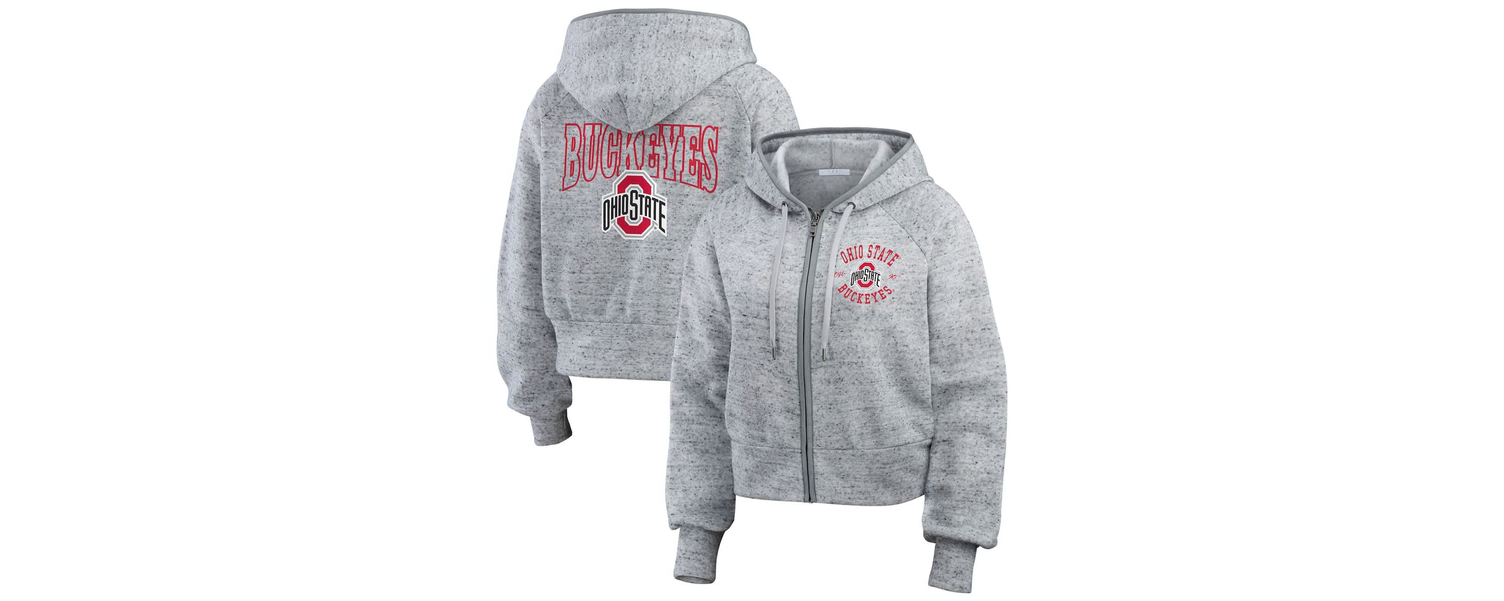 NCAA Ohio State Buckeyes Wear Speckle Double-Hit Raglan Full-Zip Hoodie