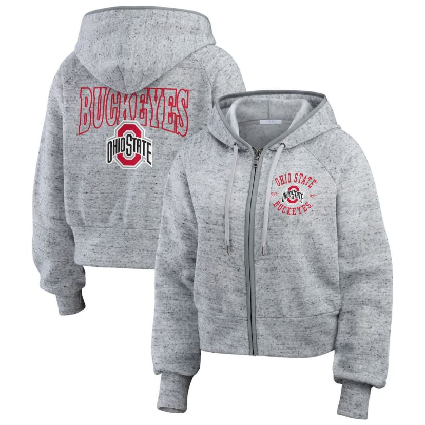 NCAA Ohio State Buckeyes Wear Speckle Double-Hit Raglan Full-Zip Hoodie