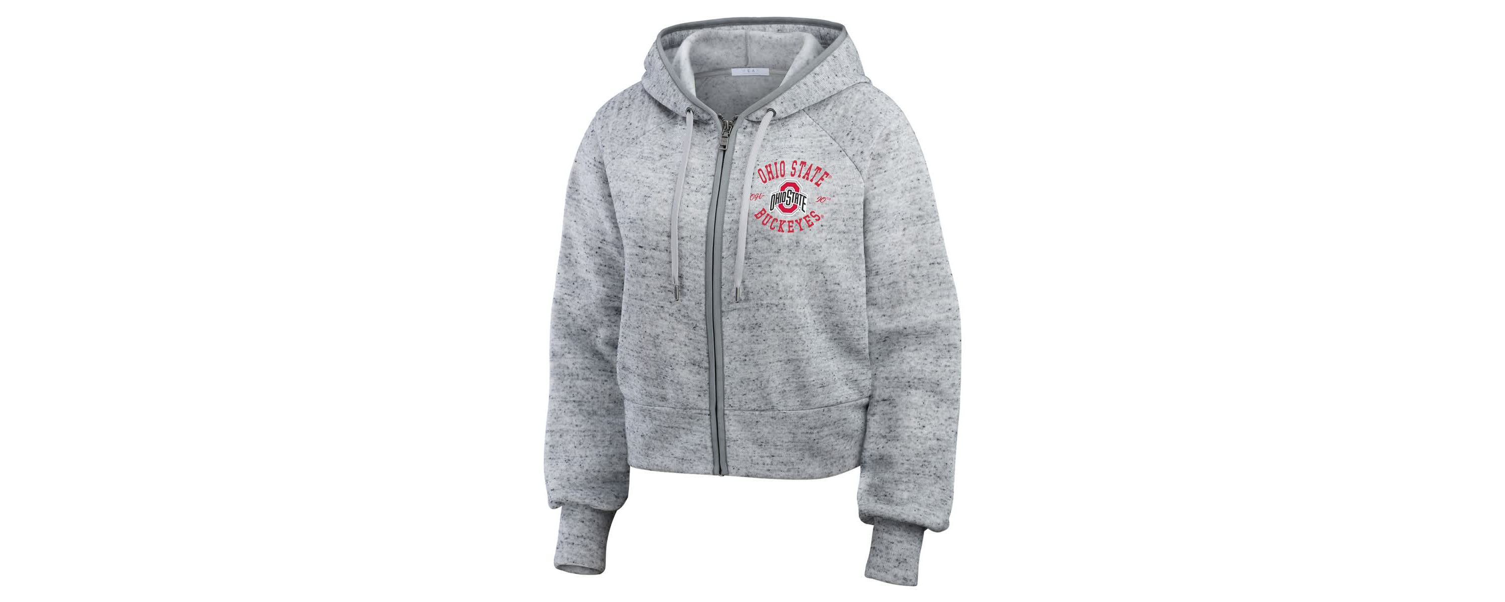NCAA Ohio State Buckeyes Wear Speckle Double-Hit Raglan Full-Zip Hoodie