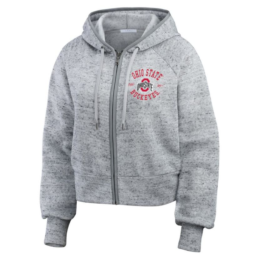 NCAA Ohio State Buckeyes Wear Speckle Double-Hit Raglan Full-Zip Hoodie