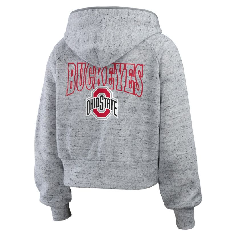 NCAA Ohio State Buckeyes Wear Speckle Double-Hit Raglan Full-Zip Hoodie