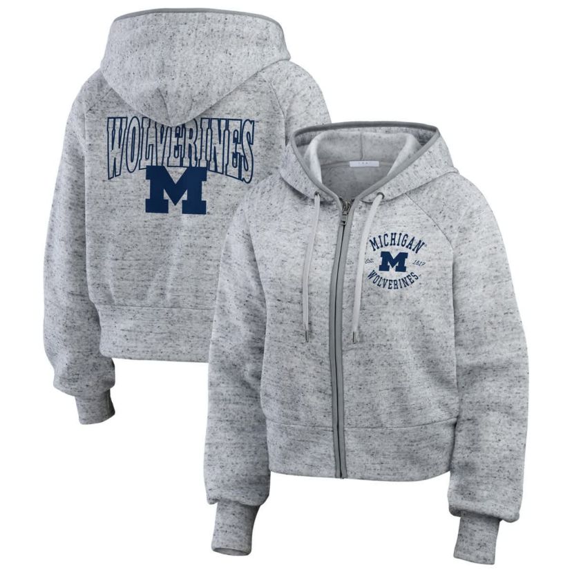 NCAA Michigan Wolverines Wear Speckle Double-Hit Raglan Full-Zip Hoodie